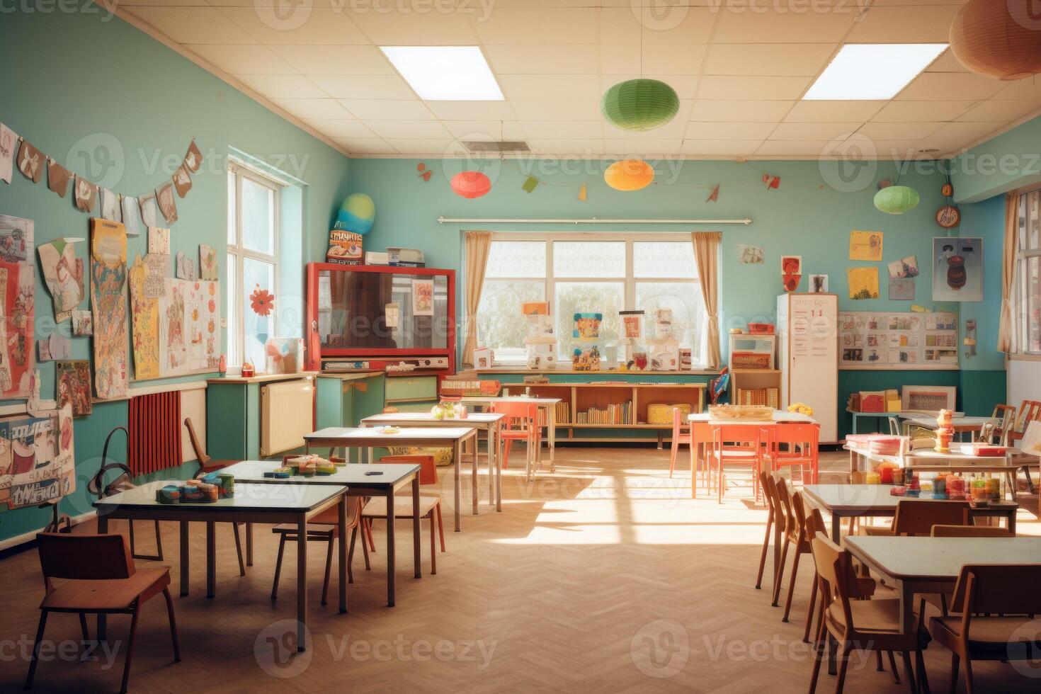 Interactive Classroom preschool. Generate Ai photo