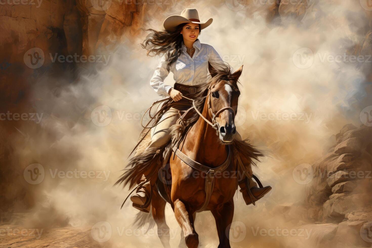 Atmospheric Cowboy banner portrait. Generate ai photo