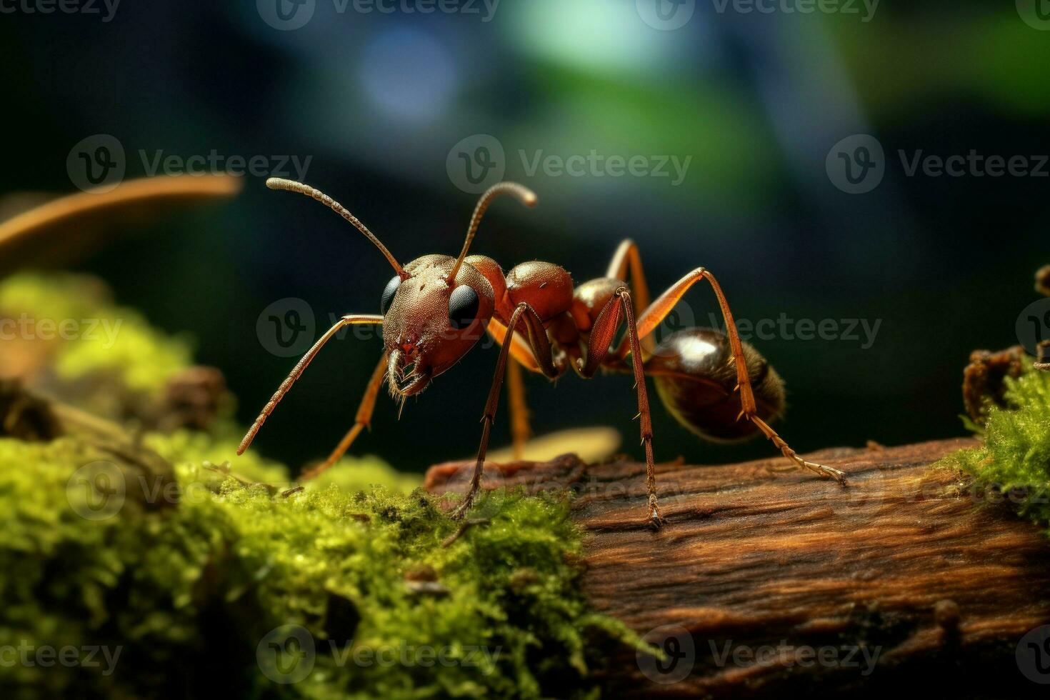 Busy Strong ant on tree. Generate Ai photo