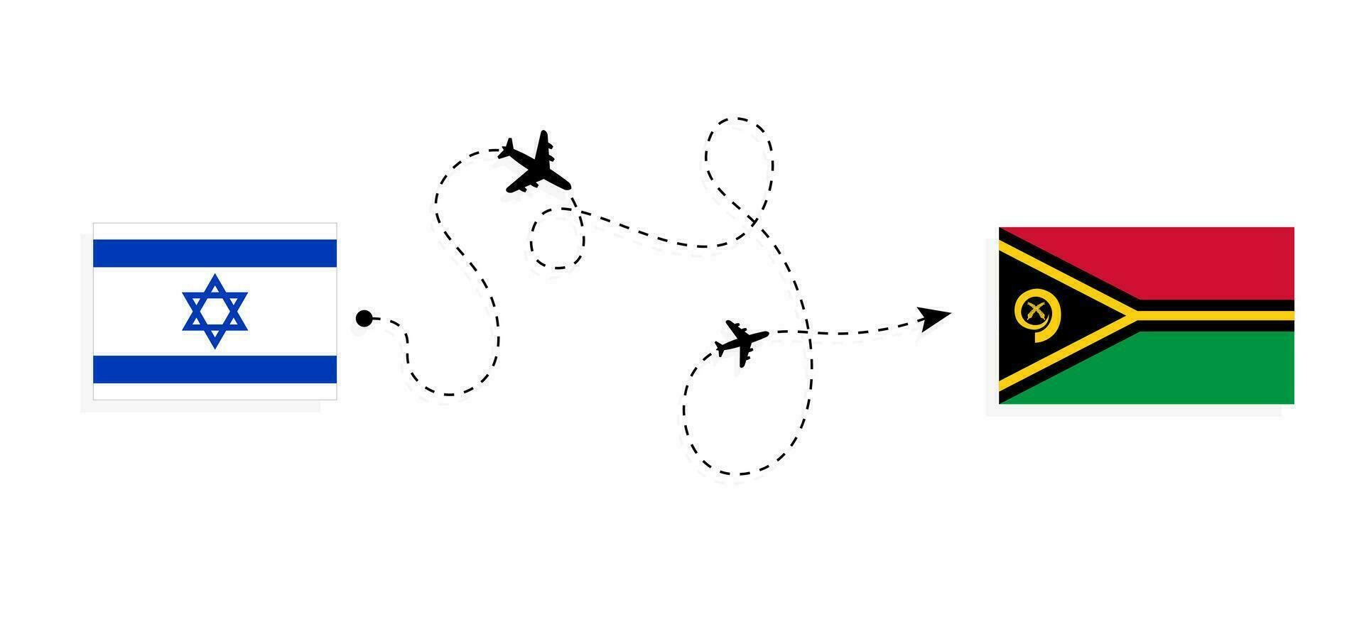 vuelo y viaje desde Israel a vanuatu por pasajero avión viaje concepto vector