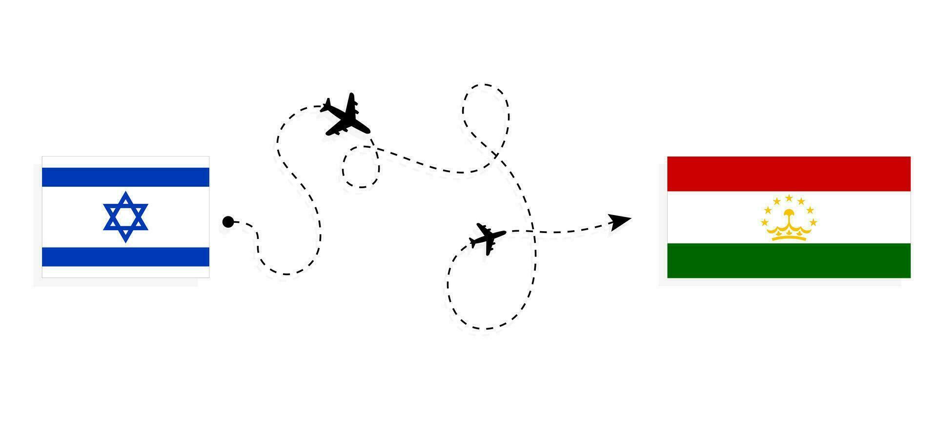 Flight and travel from Israel to Tajikistan by passenger airplane Travel concept vector