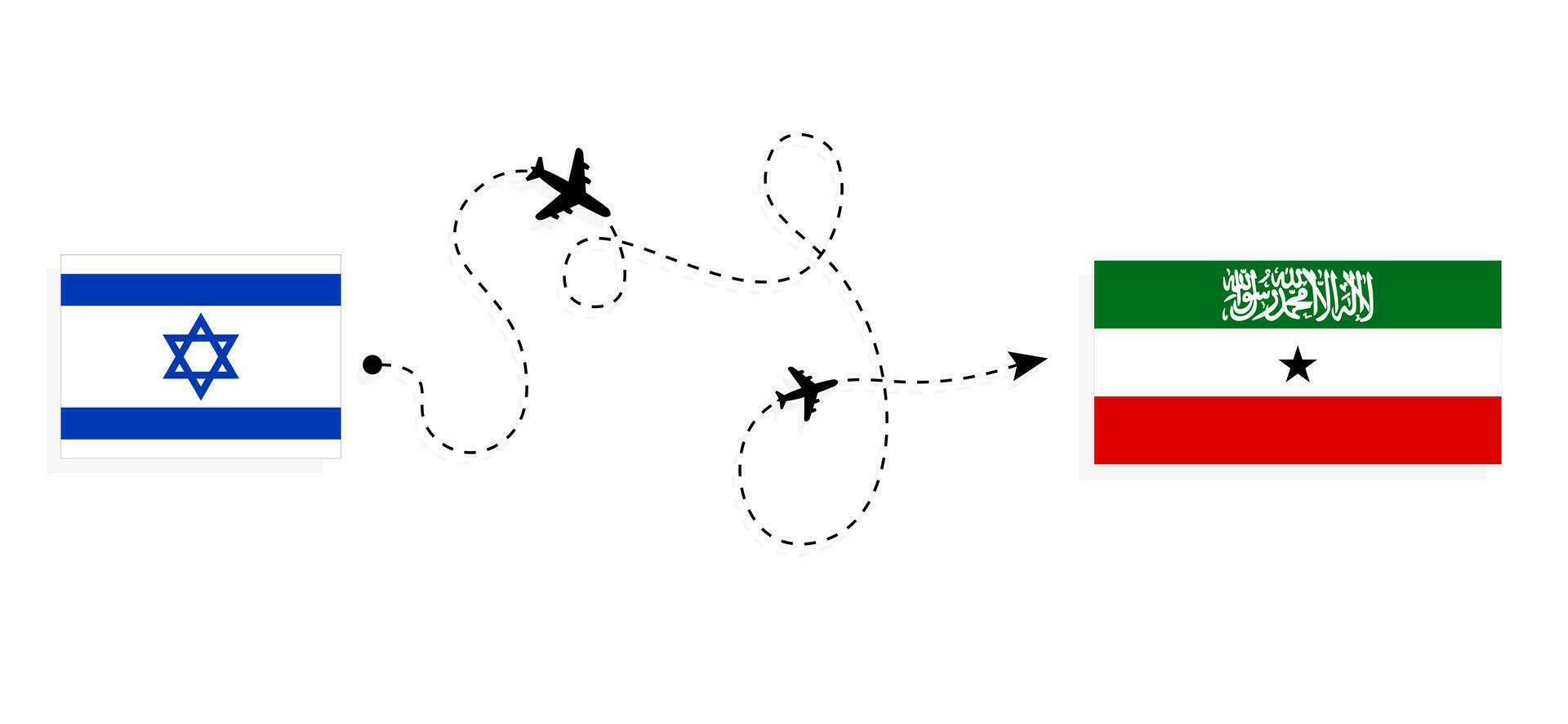 vuelo y viaje desde Israel a Somalilandia por pasajero avión viaje concepto vector