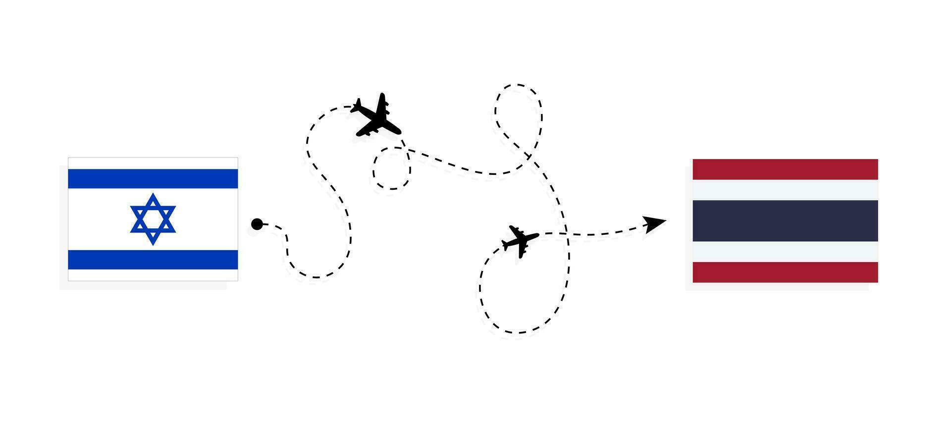 vuelo y viaje desde Israel a Tailandia por pasajero avión viaje concepto vector