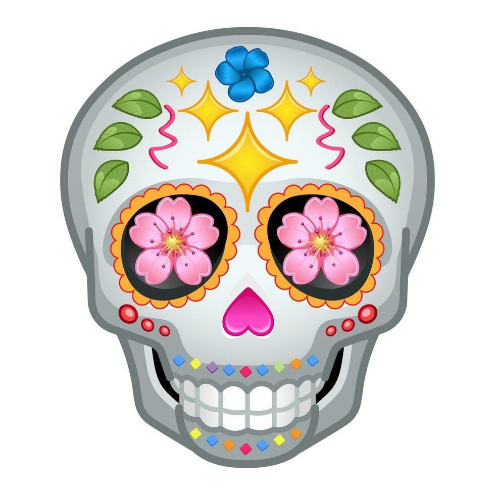 sencillo hueso cráneo para día de el muerto grande Talla de emoji cráneo vector