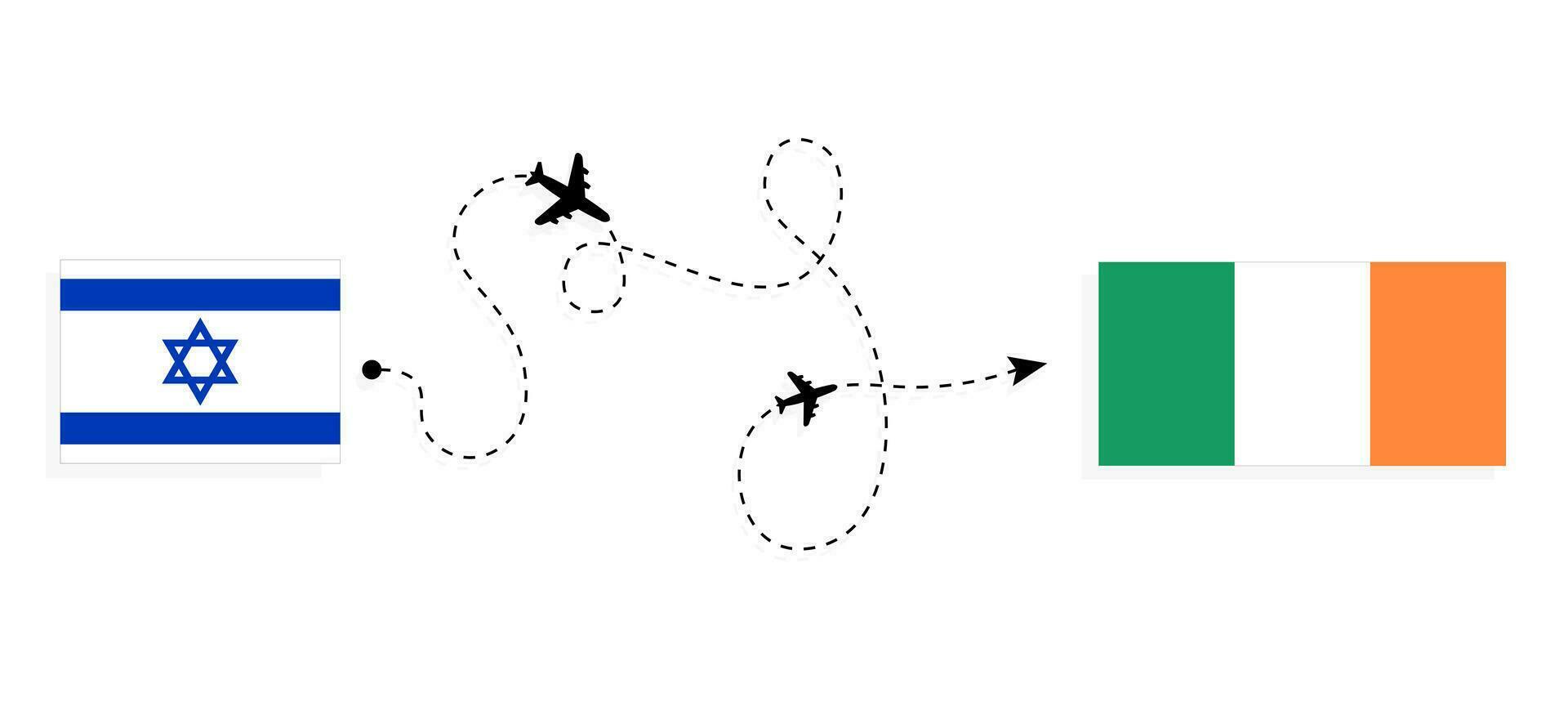 Flight and travel from Israel to Ireland by passenger airplane Travel concept vector