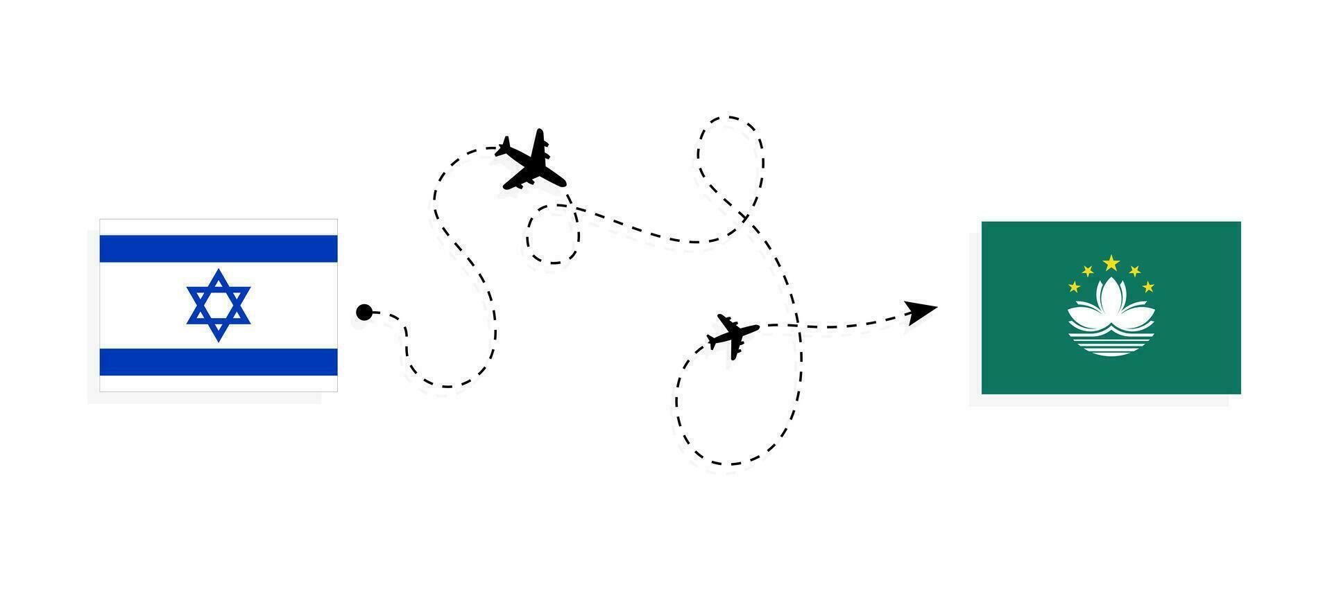 Flight and travel from Israel to Macau by passenger airplane Travel concept vector