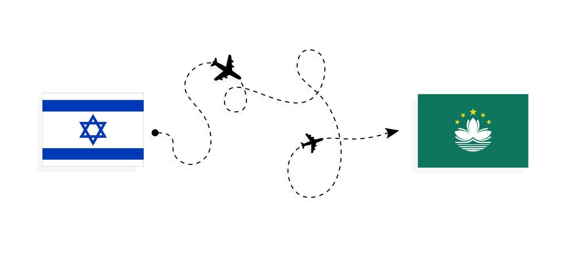 vuelo y viaje desde Israel a Macao por pasajero avión viaje concepto vector