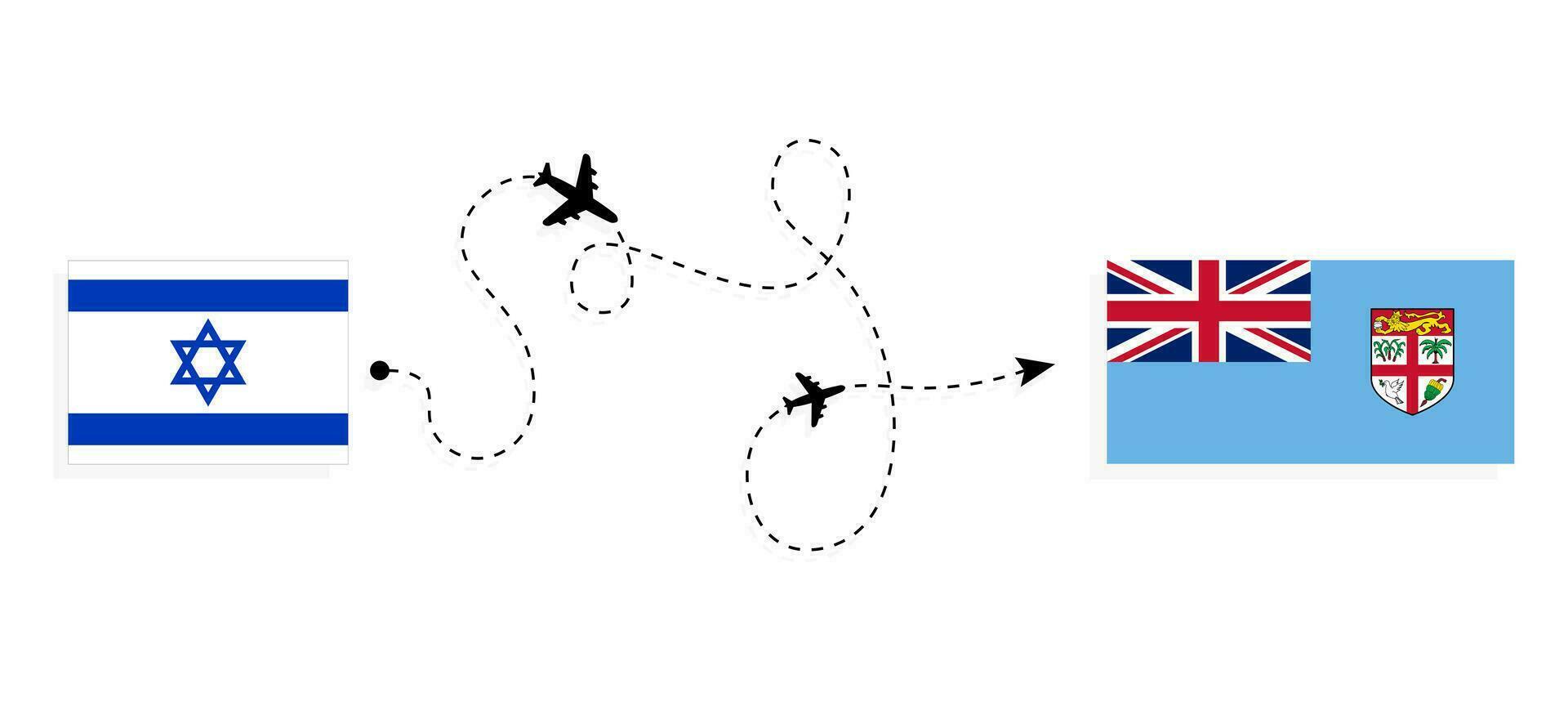 vuelo y viaje desde Israel a Fiji por pasajero avión viaje concepto vector