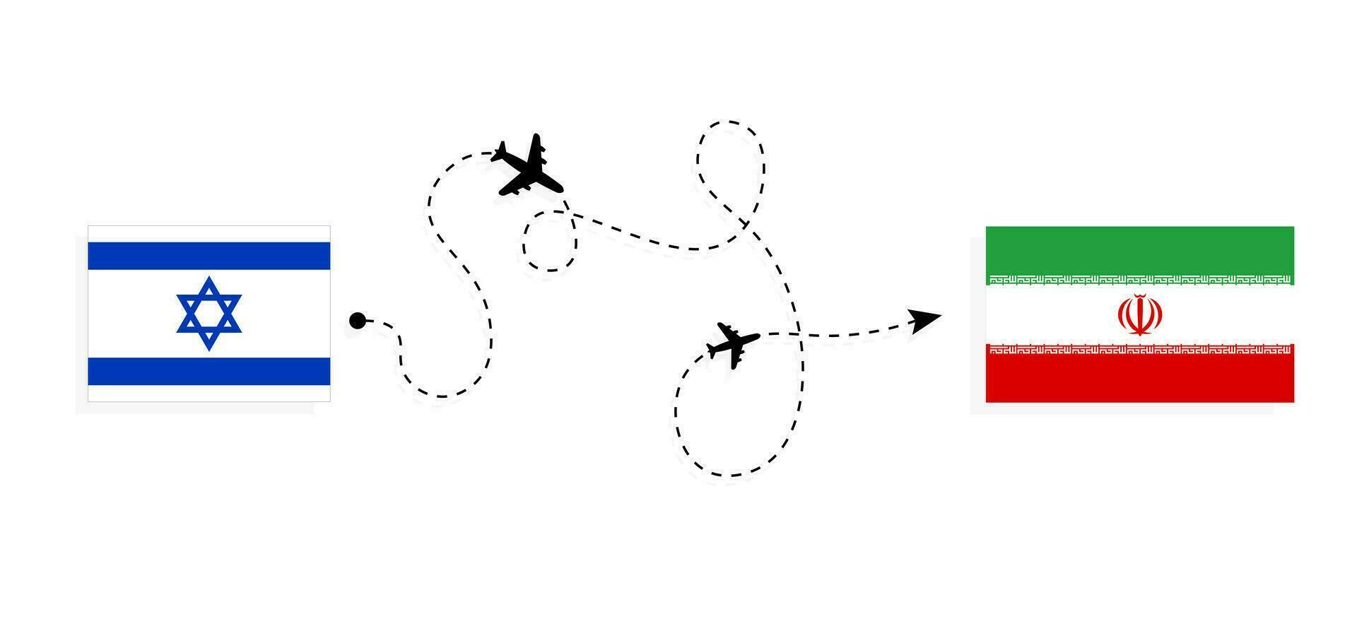 Flight and travel from Israel to Iran by passenger airplane Travel concept vector