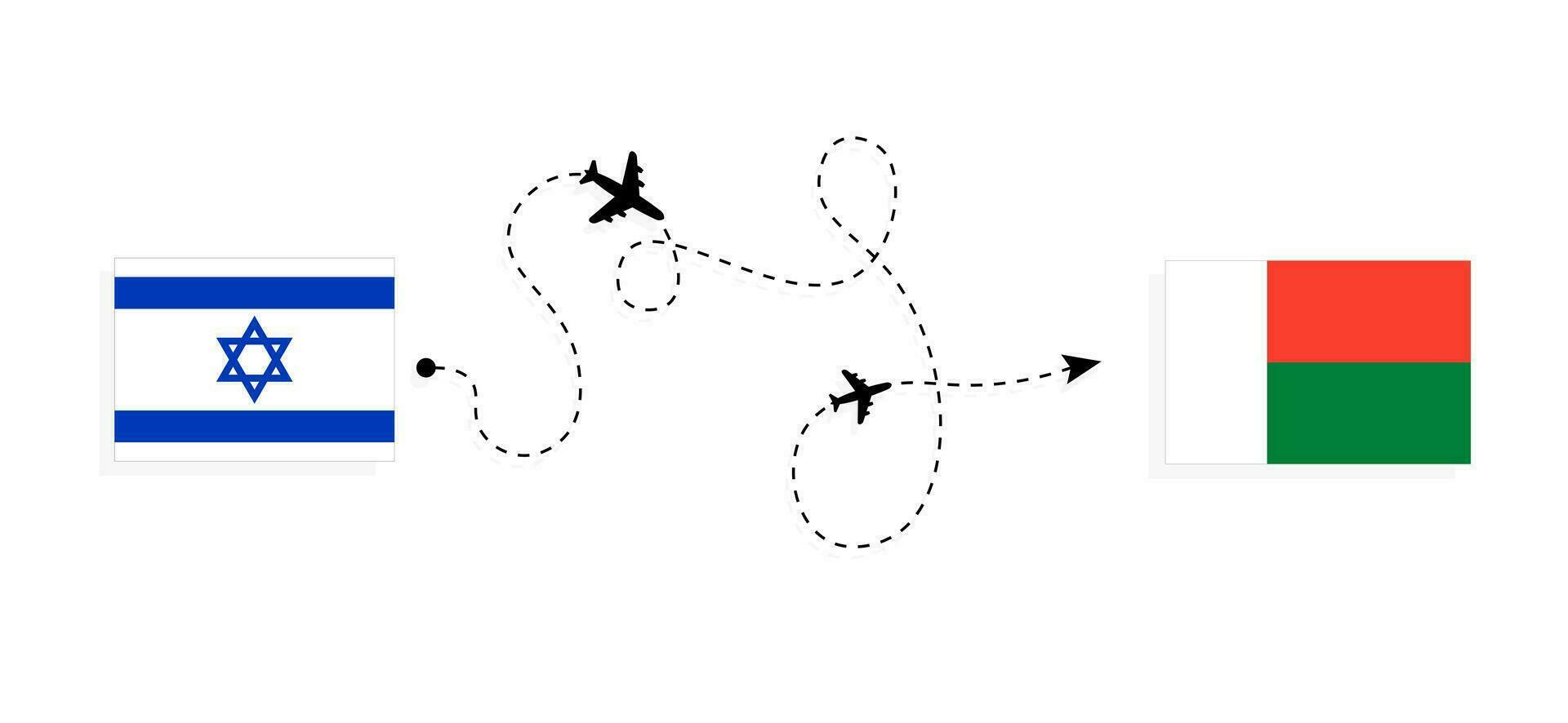 Flight and travel from Israel to Madagascar by passenger airplane Travel concept vector