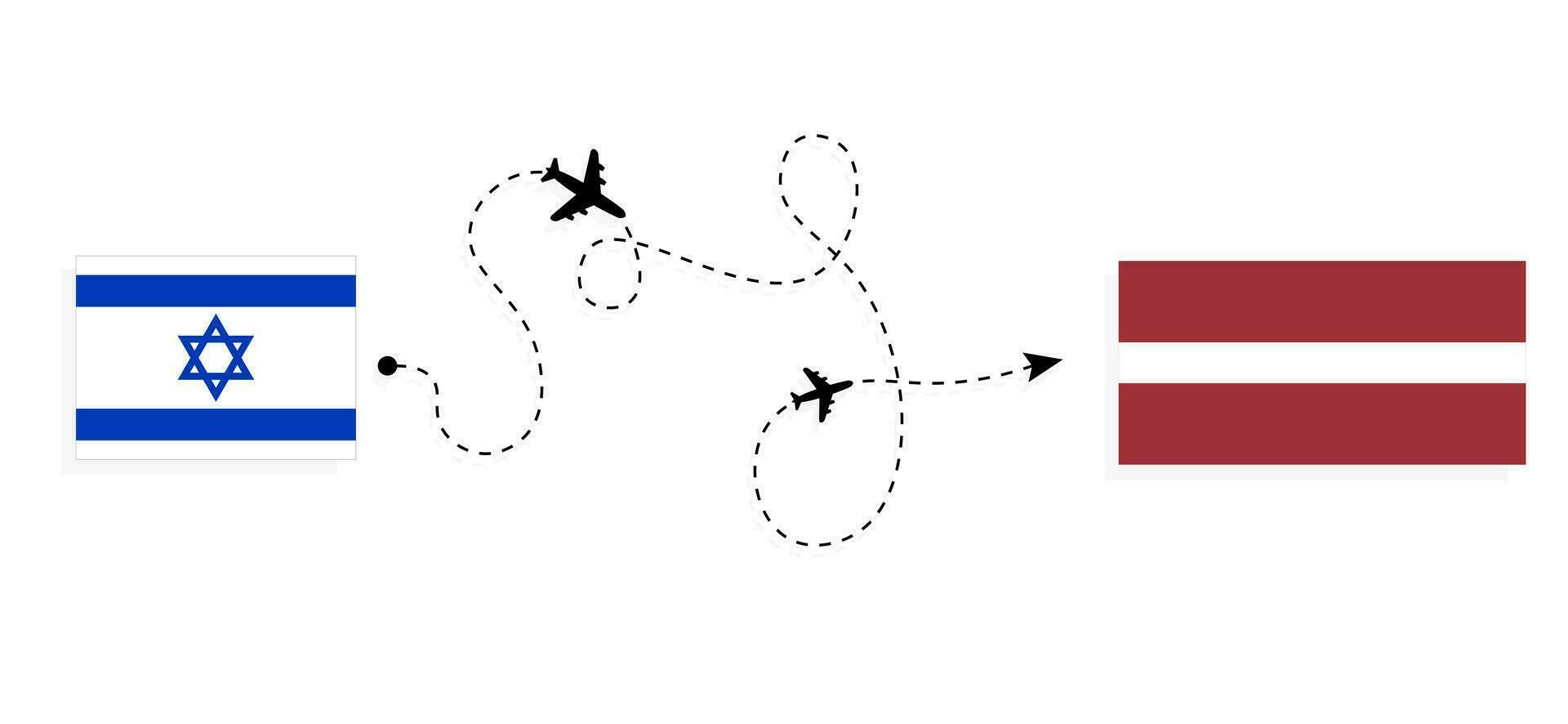 vuelo y viaje desde Israel a Letonia por pasajero avión viaje concepto vector