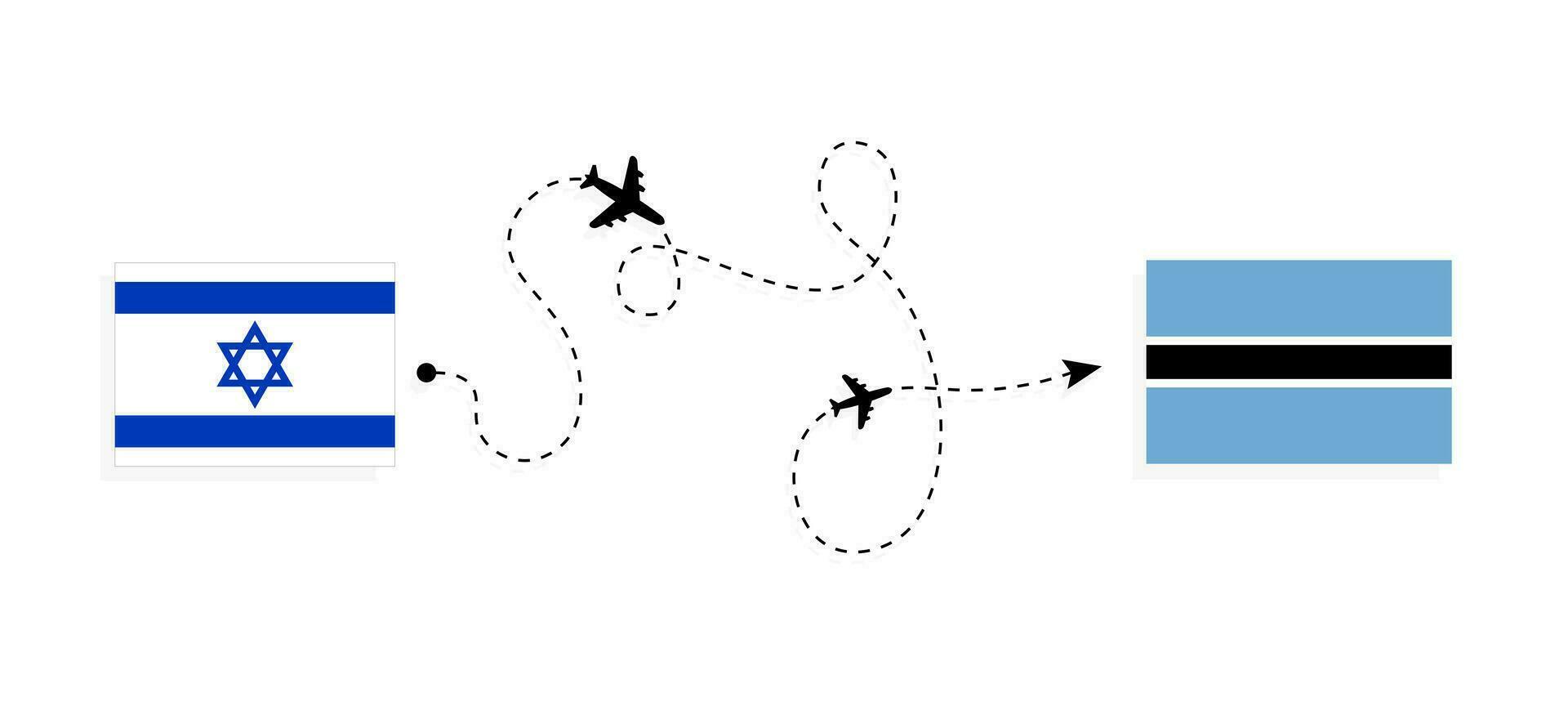 Flight and travel from Israel to Botswana by passenger airplane Travel concept vector