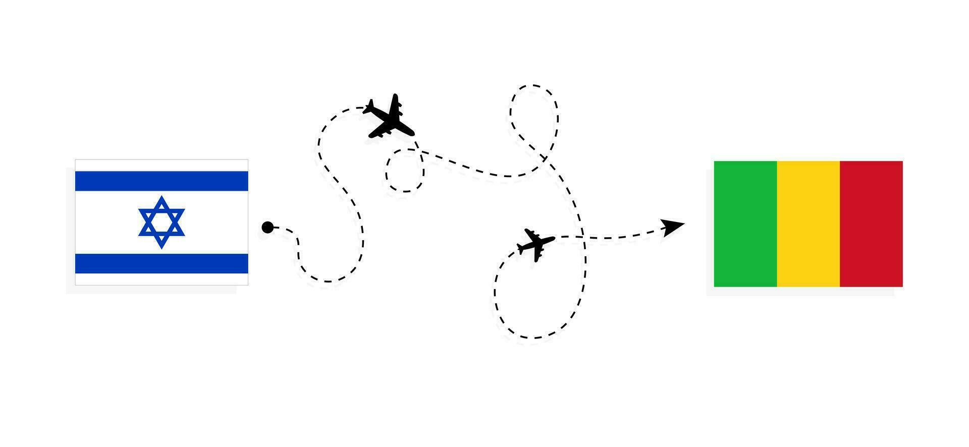 vuelo y viaje desde Israel a mali por pasajero avión viaje concepto vector