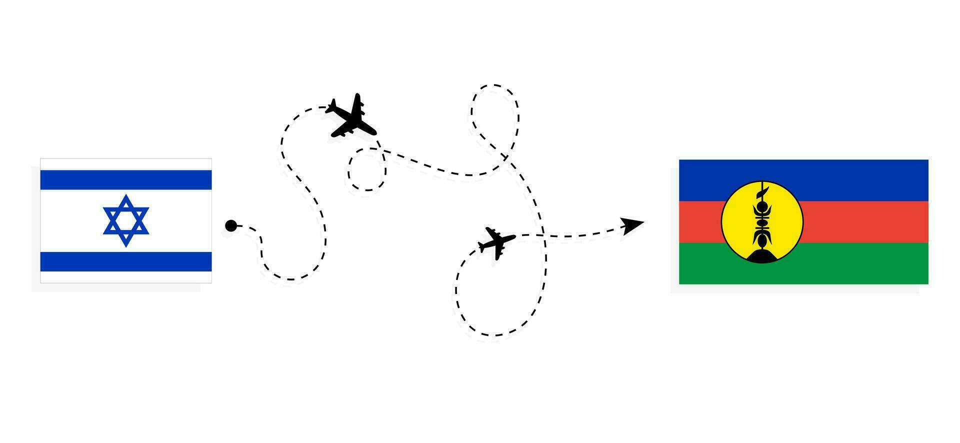Flight and travel from Israel to New Caledonia by passenger airplane Travel concept vector