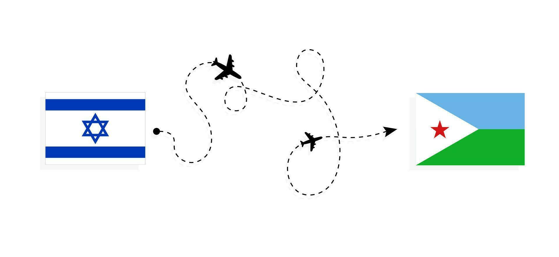 vuelo y viaje desde Israel a djibouti por pasajero avión viaje concepto vector