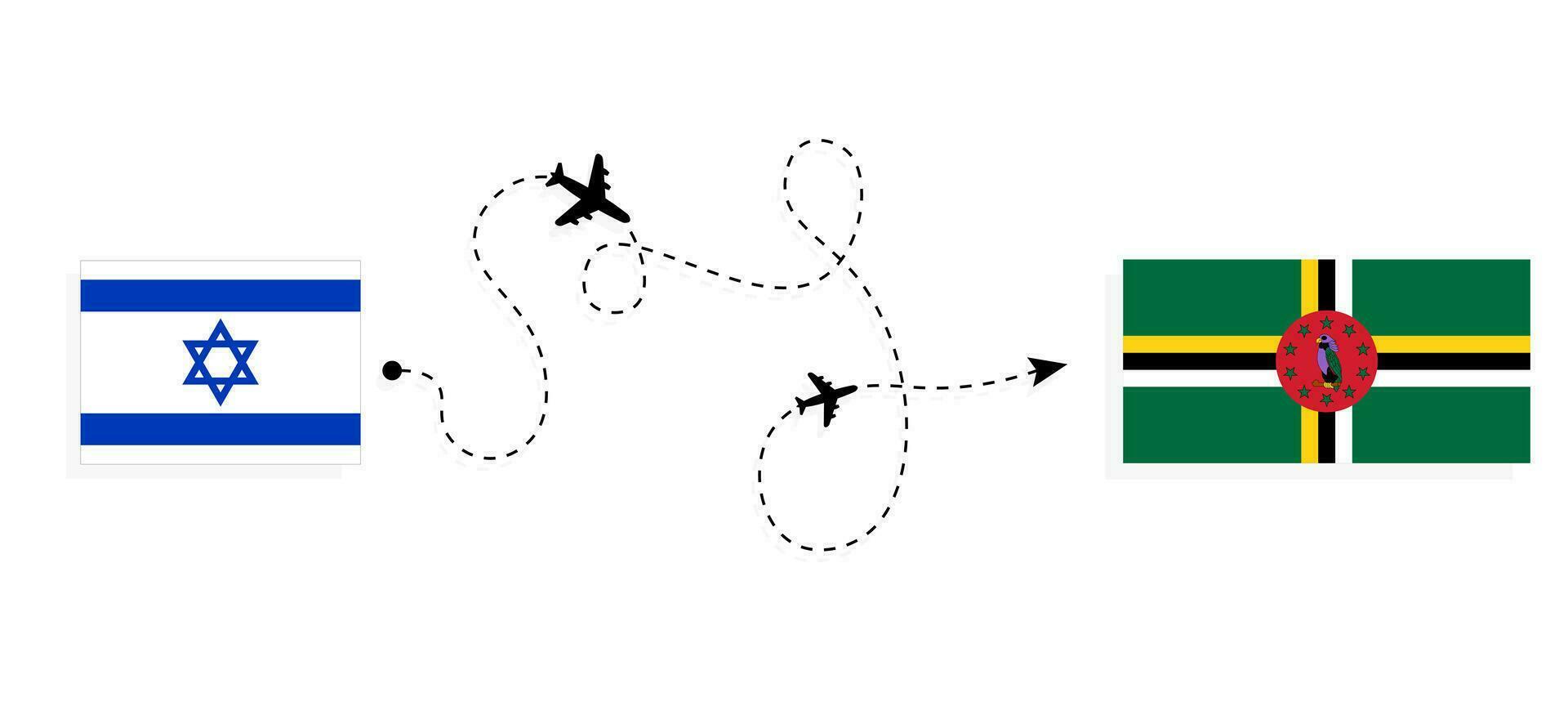 Flight and travel from Israel to Dominica by passenger airplane Travel concept vector