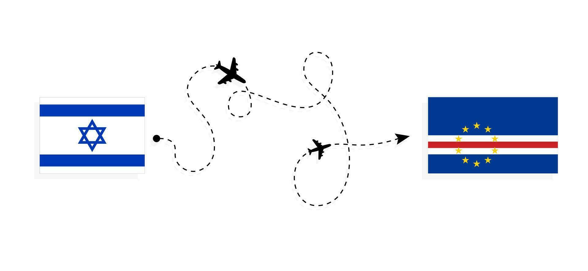 vuelo y viaje desde Israel a cabo verde por pasajero avión viaje concepto vector