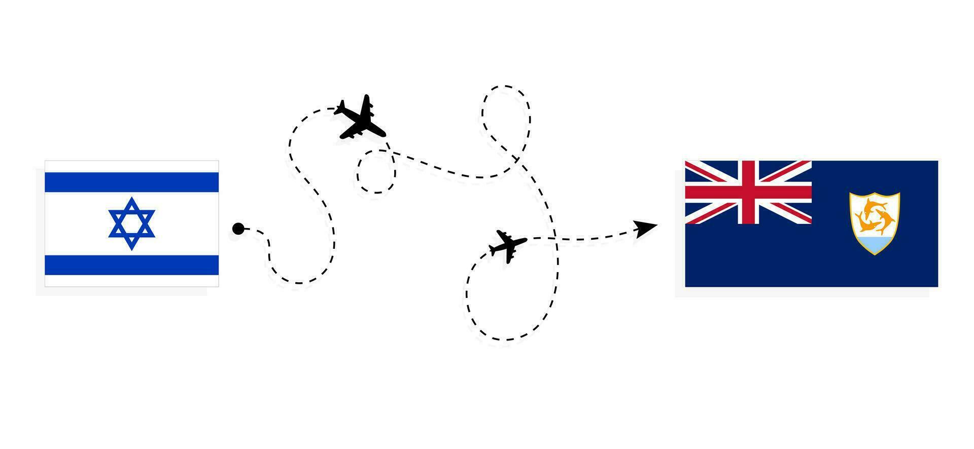 vuelo y viaje desde Israel a anguila por pasajero avión viaje concepto vector