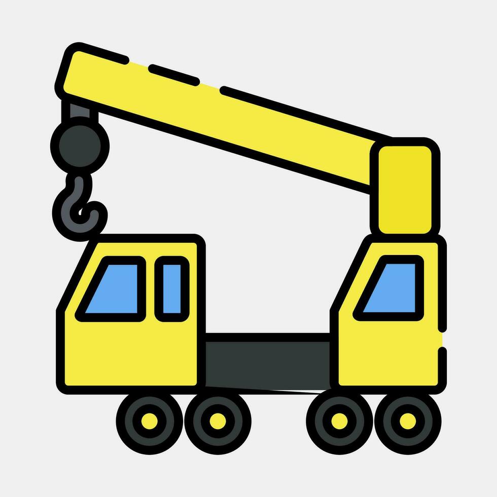 Icon wheeled crane. Heavy equipment elements. Icons in filled line style. Good for prints, posters, logo, infographics, etc. vector