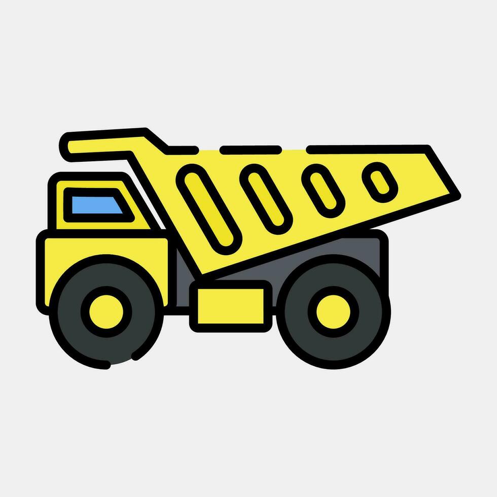 Icon dump truck. Heavy equipment elements. Icons in filled line style. Good for prints, posters, logo, infographics, etc. vector