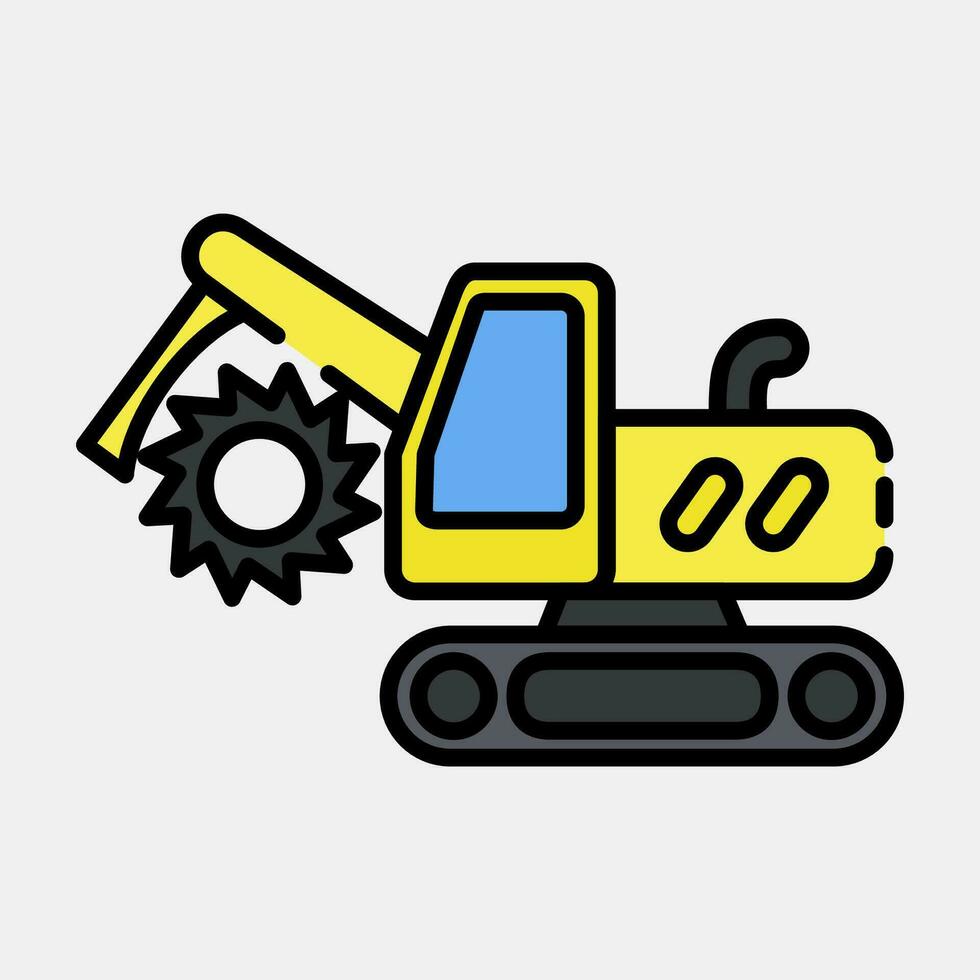 Icon trencher machine. Heavy equipment elements. Icons in filled line style. Good for prints, posters, logo, infographics, etc. vector