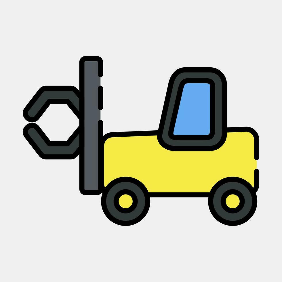Icon papper roll clamp forklift. Heavy equipment elements. Icons in filled line style. Good for prints, posters, logo, infographics, etc. vector