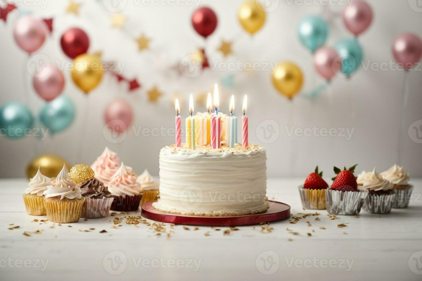 Birthday cake wallpaper ai generated photo