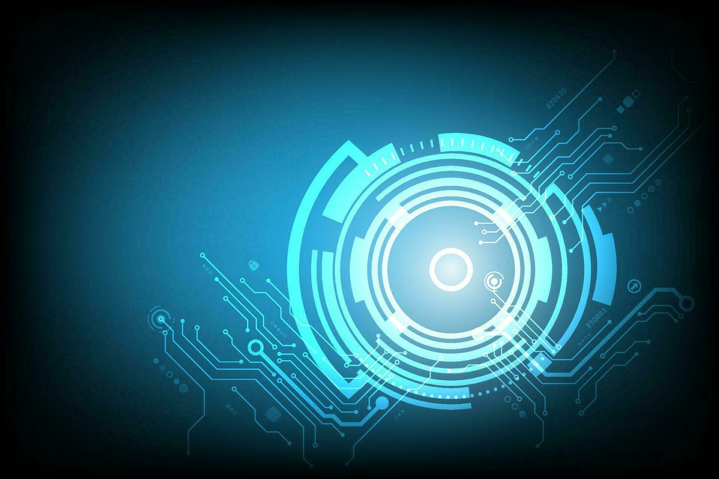 Vector Circuit with cog on blue vintage screen for technology background