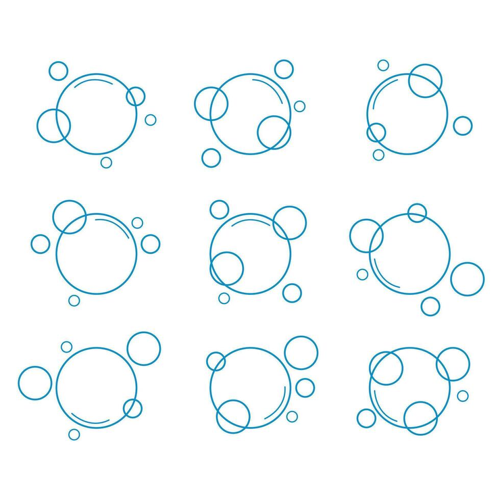 Blue Water bubble doodle. Hand drawn line sketch style bubble sparkle. Water drop isolated vector illustration.