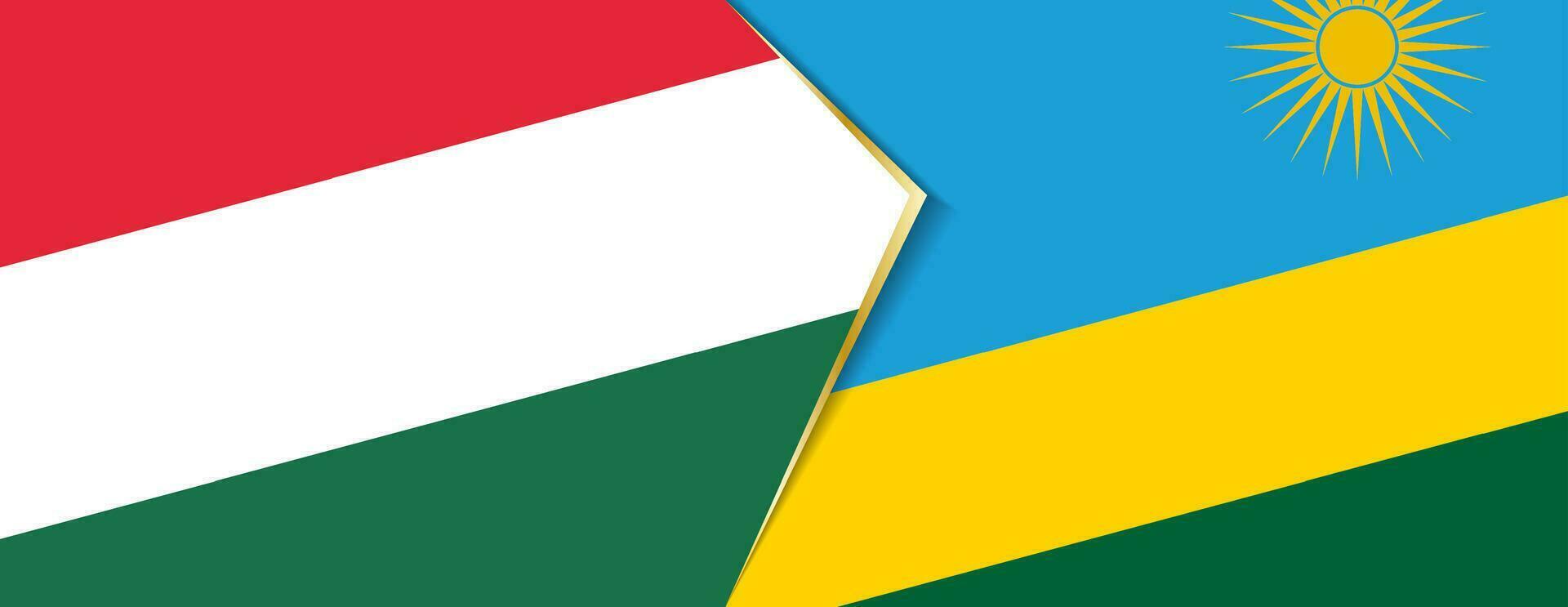 Hungary and Rwanda flags, two vector flags.