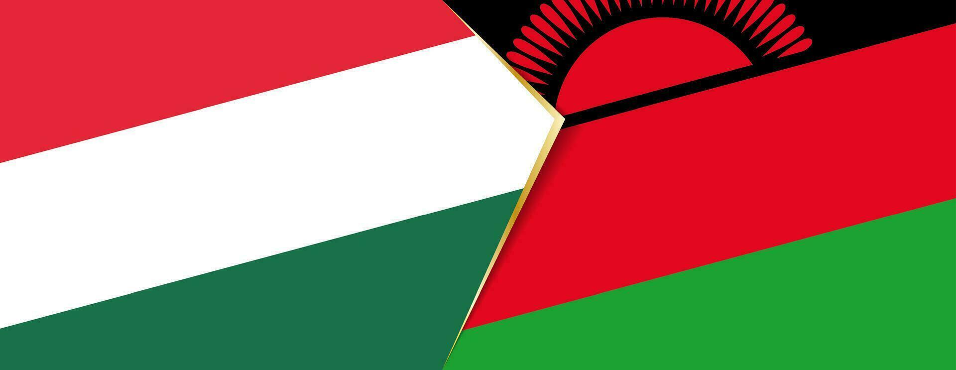 Hungary and Malawi flags, two vector flags.