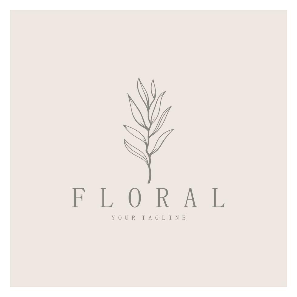 Elegant floral and leaf frame. Delicate botanical vector illustration for labels, spas, corporate identity, and wedding invitations