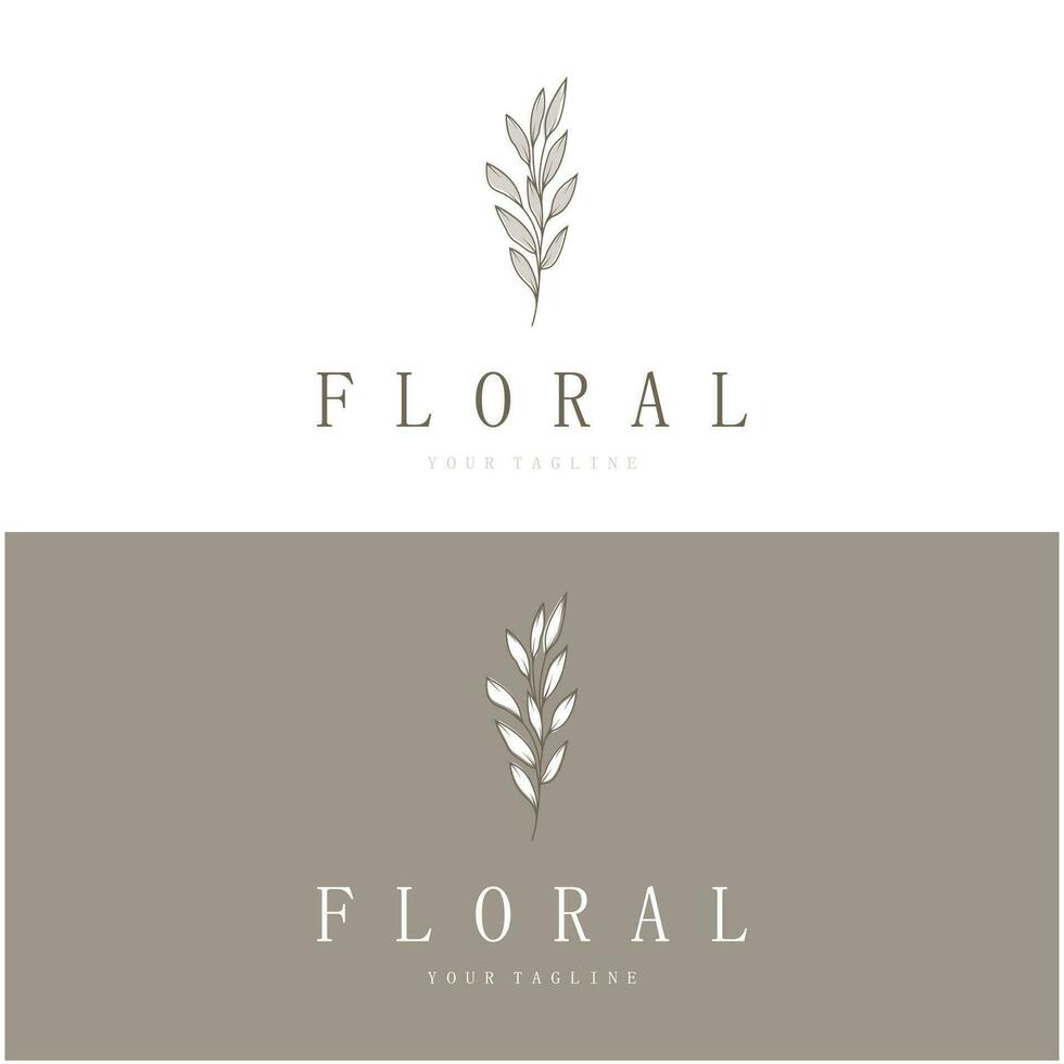 Elegant floral and leaf frame. Delicate botanical vector illustration for labels, spas, corporate identity, and wedding invitations