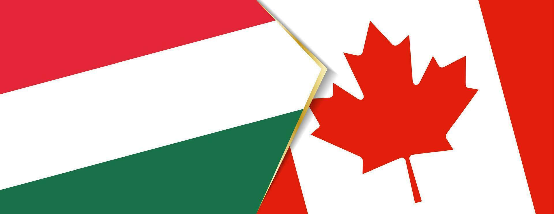 Hungría y Canadá banderas, dos vector banderas