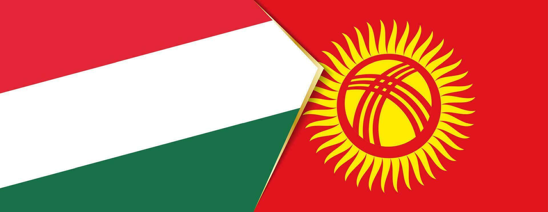 Hungary and Kyrgyzstan flags, two vector flags.