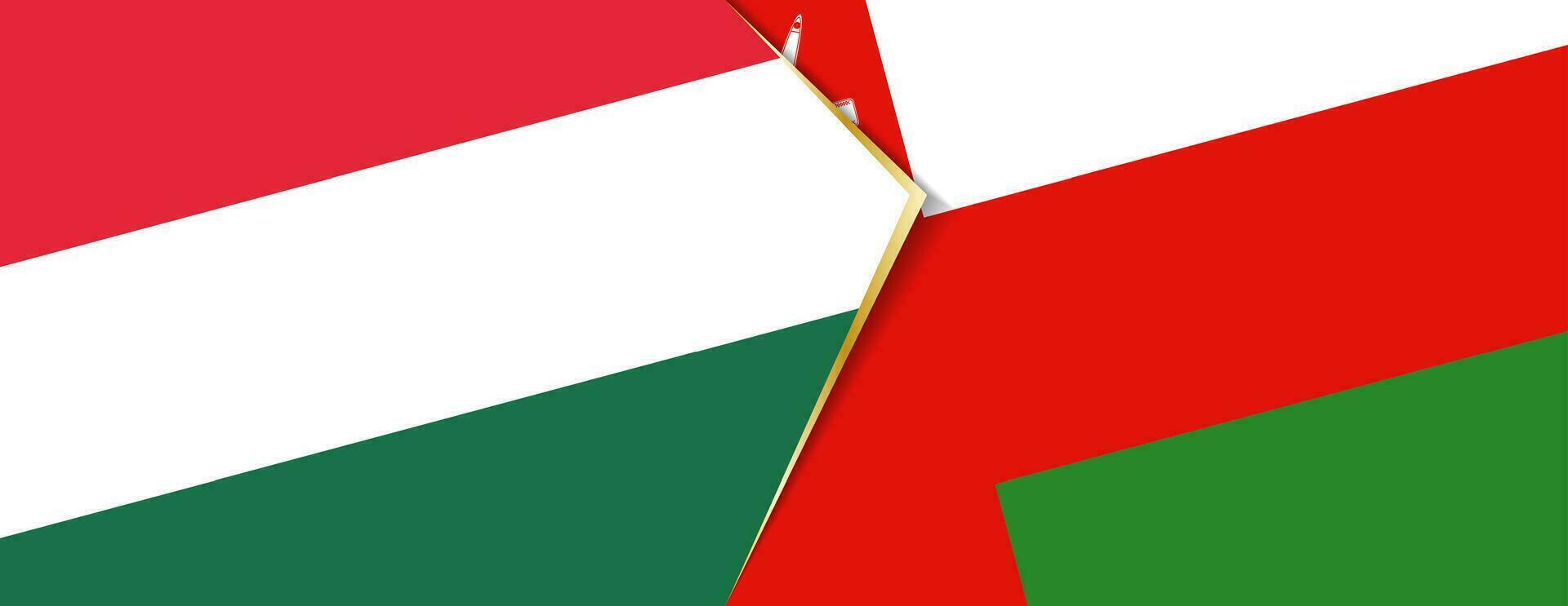 Hungary and Oman flags, two vector flags.