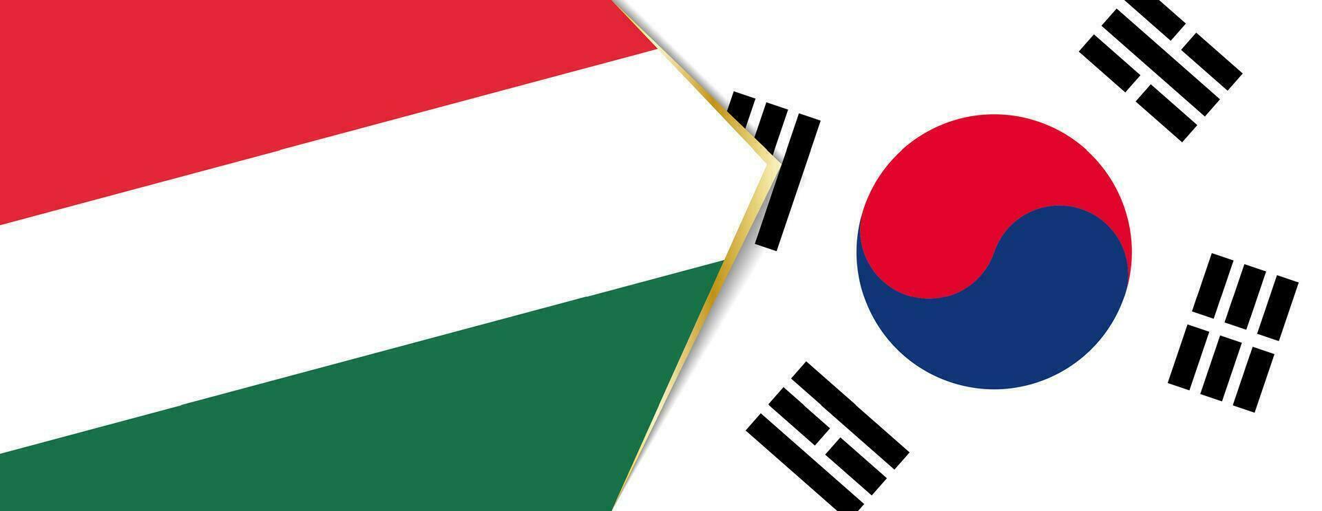 Hungary and South Korea flags, two vector flags.