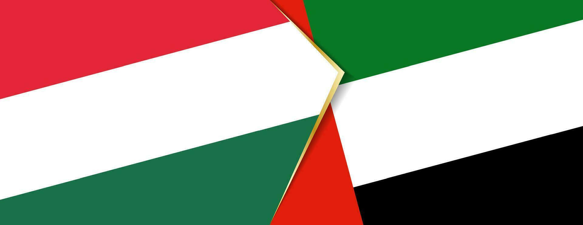 Hungary and United Arab Emirates flags, two vector flags.