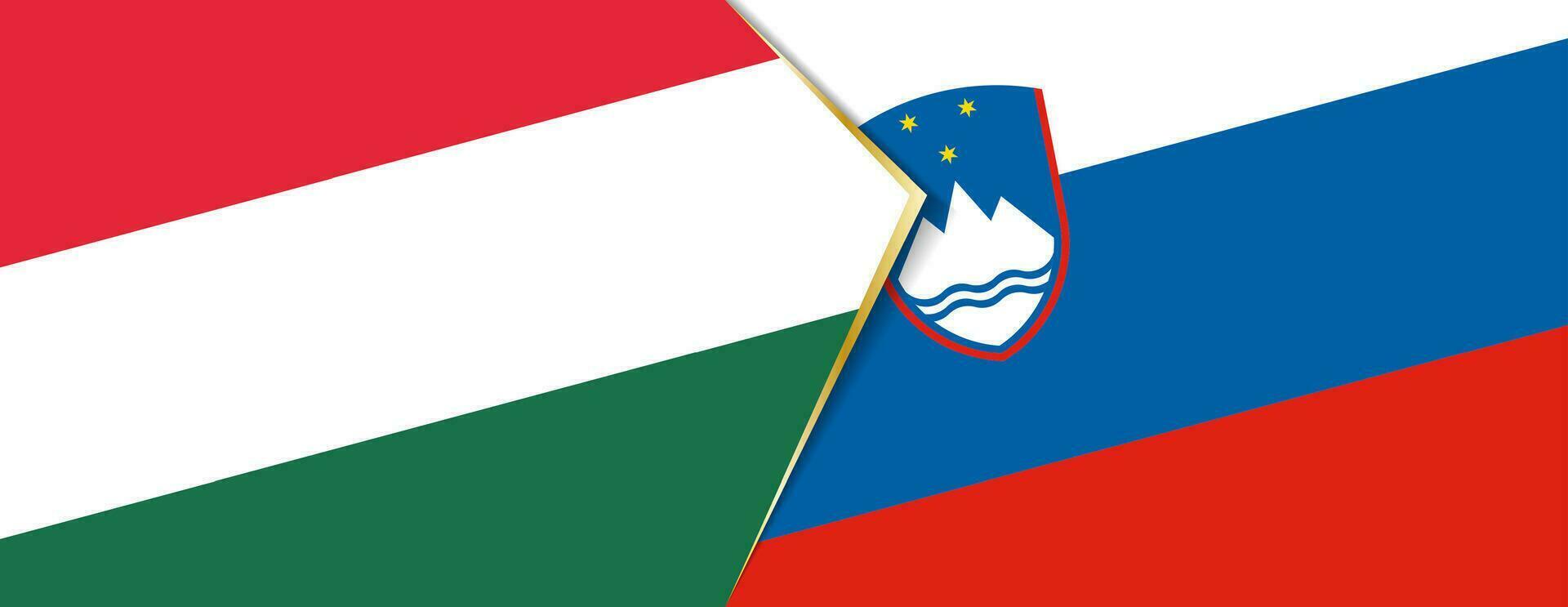 Hungary and Slovenia flags, two vector flags.