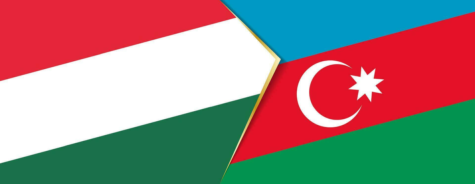 Hungary and Azerbaijan flags, two vector flags.