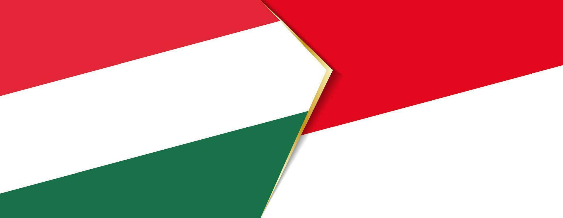 Hungary and Monaco flags, two vector flags.