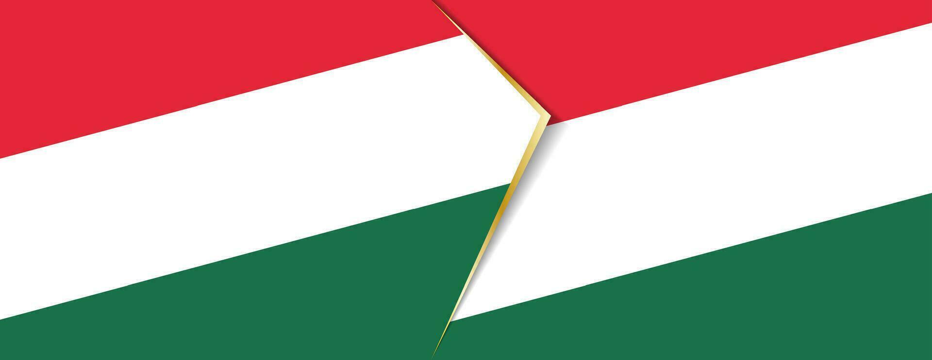 Hungary and Hungary flags, two vector flags.