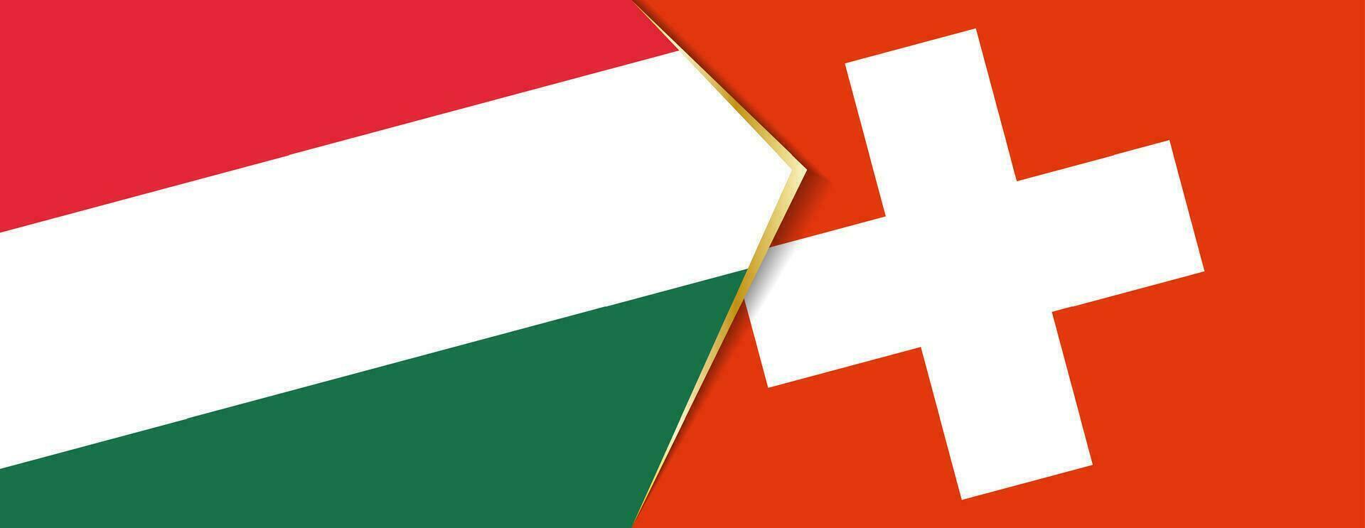 Hungría y Suiza banderas, dos vector banderas