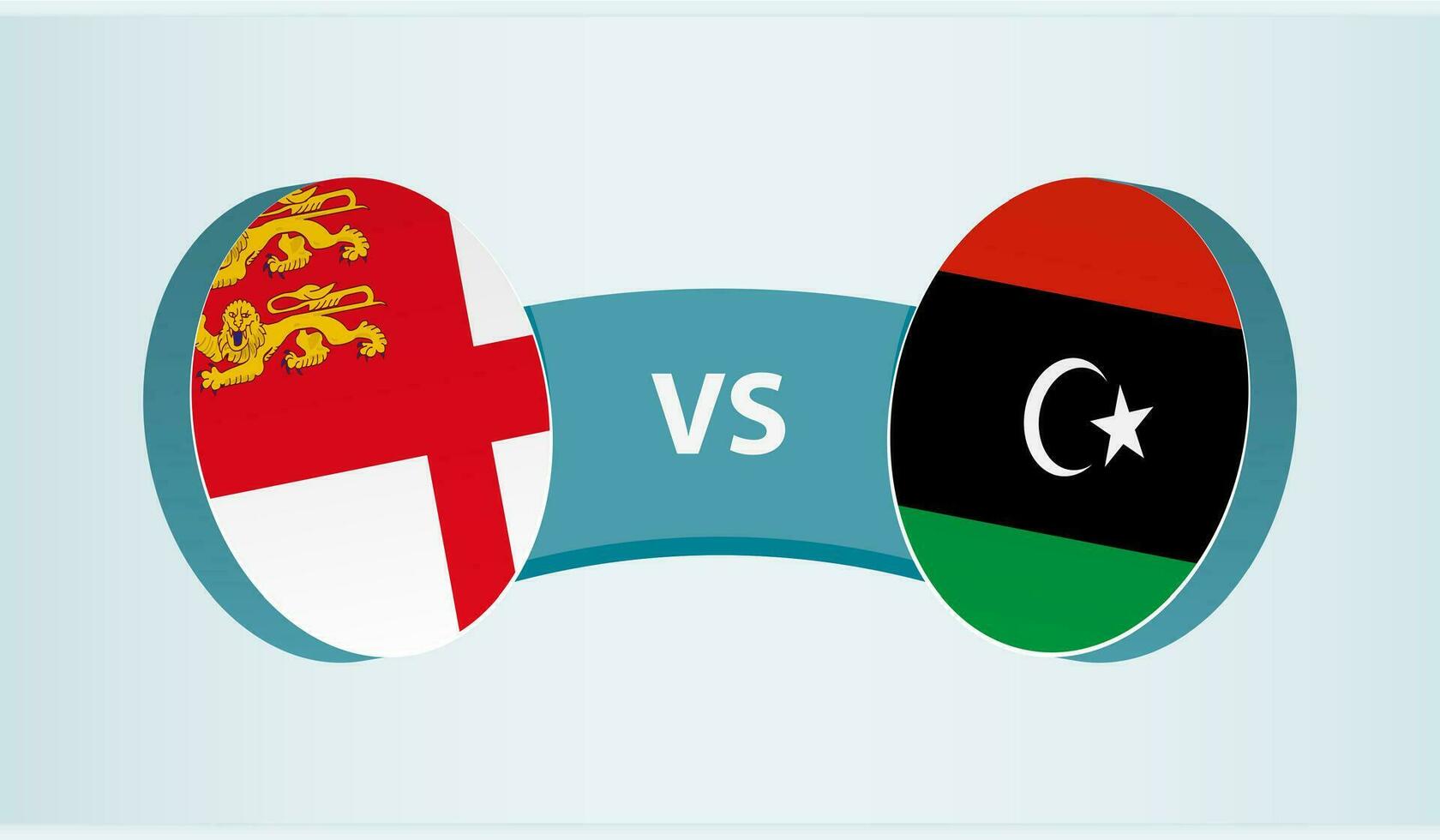 Sark versus Libya, team sports competition concept. vector