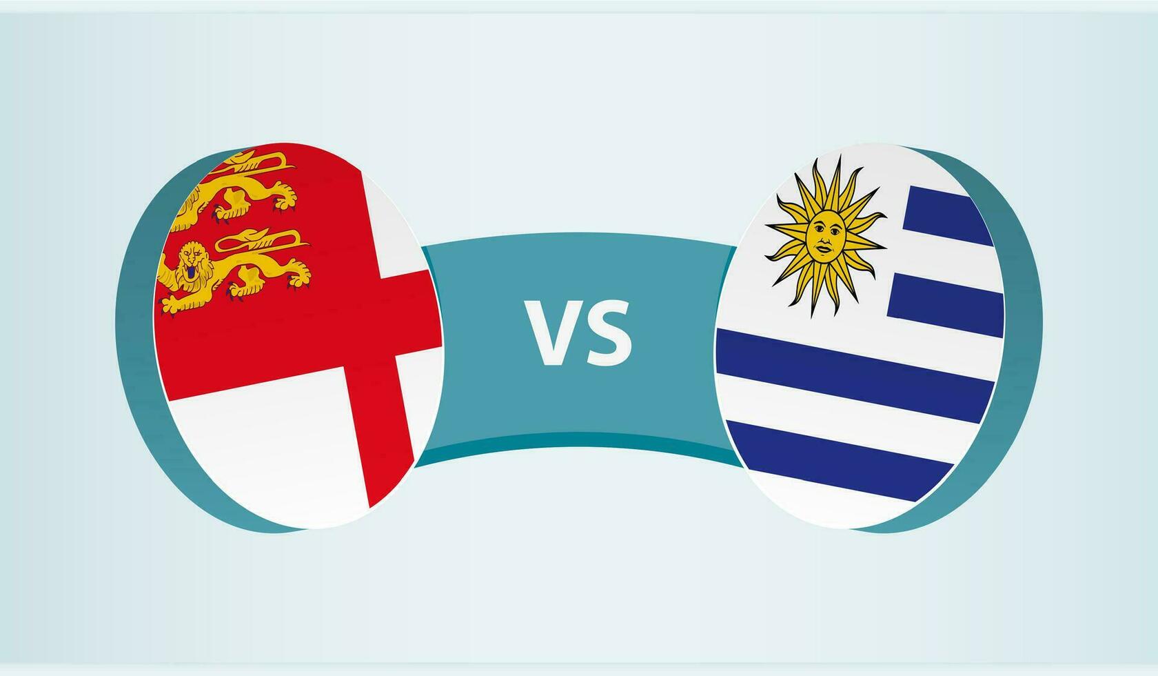 Sark versus Uruguay, team sports competition concept. vector