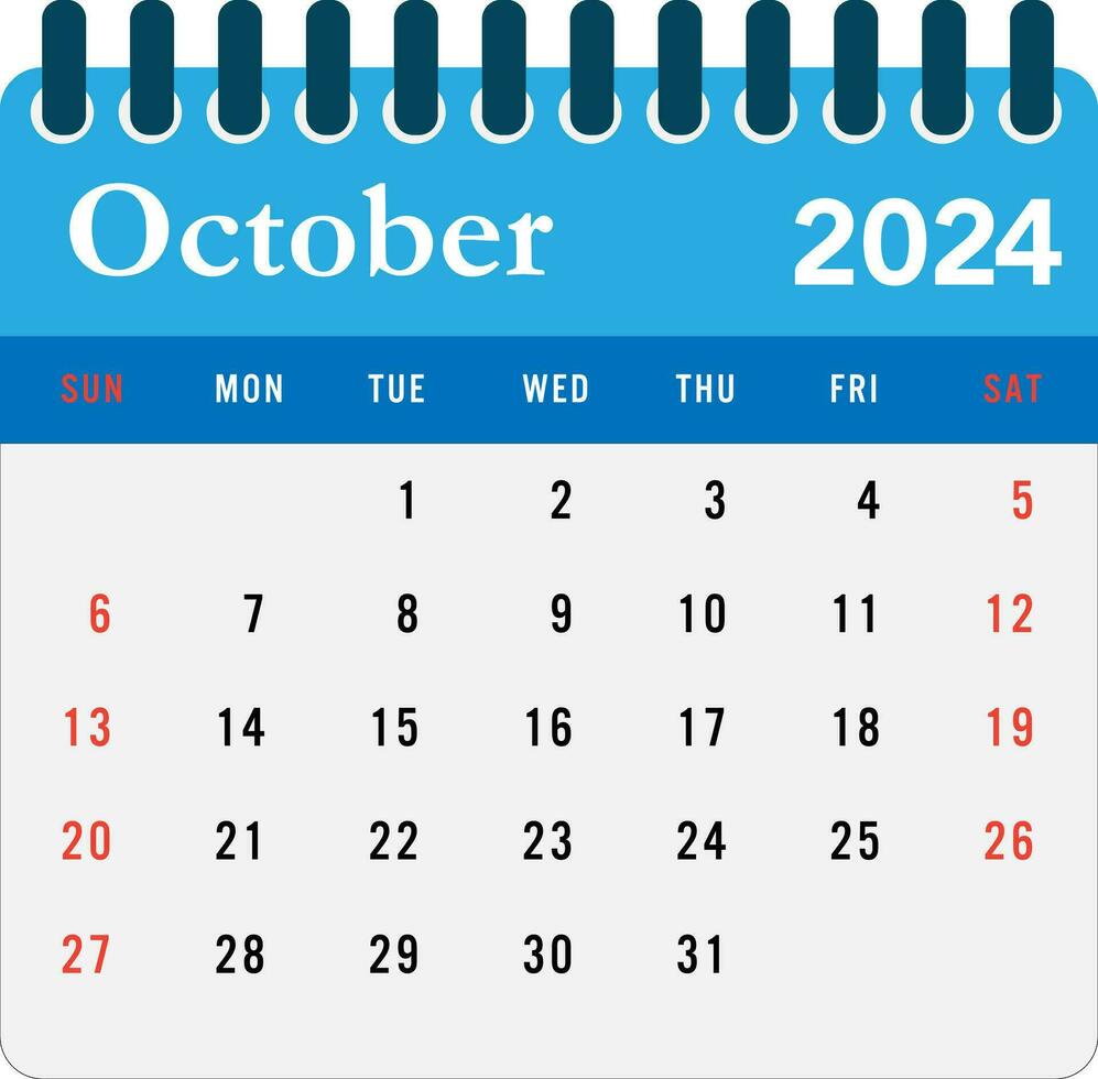 October 2024 calendar Wall calendar 2024 template vector