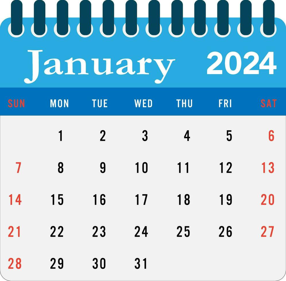 January 2024 calendar Wall calendar 2024 template vector