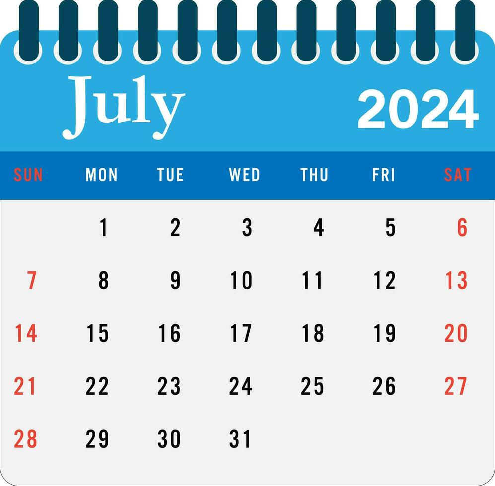 July 2024 calendar Wall calendar 2024 template vector