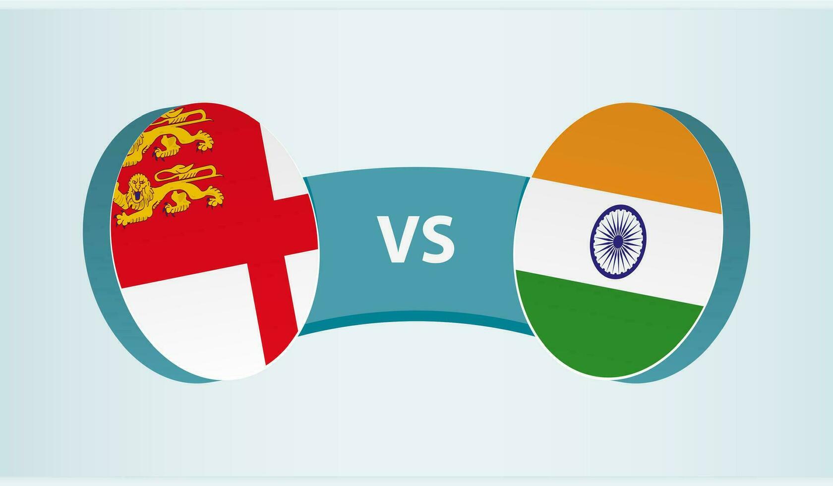 Sark versus India, team sports competition concept. vector