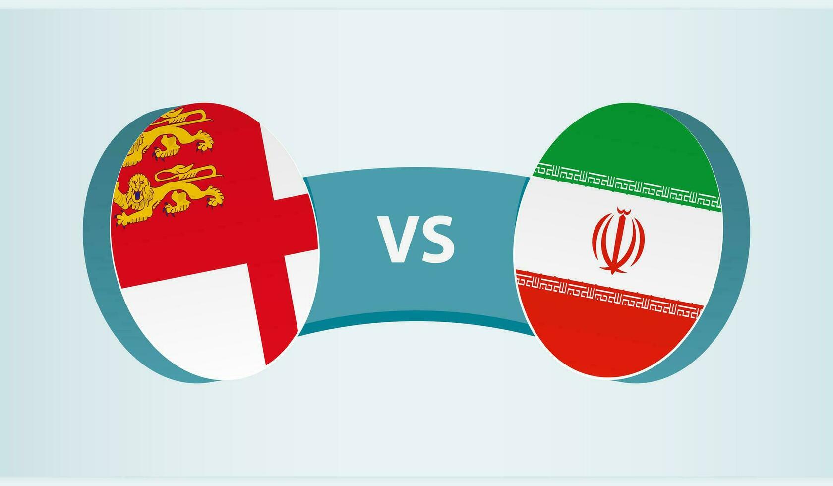 Sark versus Iran, team sports competition concept. vector